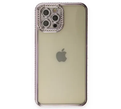 Apple iPhone 12 Pro Kılıf Joke Taşlı Silikon - Mor