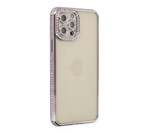 Apple iPhone 12 Pro Kılıf Joke Taşlı Silikon - Mor