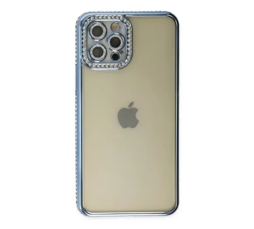 Apple iPhone 12 Pro Kılıf Joke Taşlı Silikon - Mavi