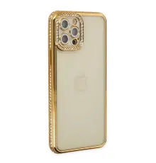 Apple iPhone 12 Pro Kılıf Joke Taşlı Silikon - Gold