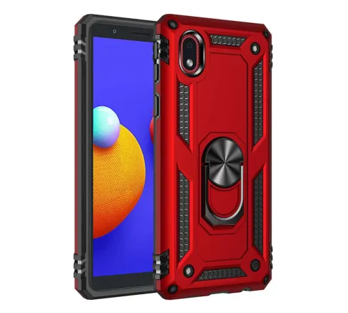 Samsung Galaxy A01 Core Kılıf Sofya Yüzüklü Silikon Kapak - Kırmızı