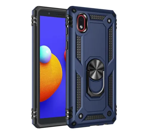 Samsung Galaxy A01 Core Kılıf Sofya Yüzüklü Silikon Kapak - Lacivert