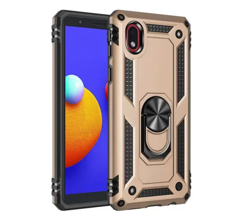 Samsung Galaxy A01 Core Kılıf Sofya Yüzüklü Silikon Kapak - Gold
