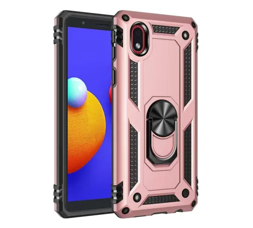 Samsung Galaxy A01 Core Kılıf Sofya Yüzüklü Silikon Kapak - Rose
