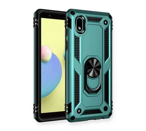 Samsung Galaxy A01 Core Kılıf Sofya Yüzüklü Silikon Kapak - Yeşil
