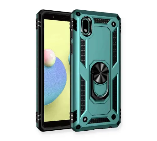 Samsung Galaxy A01 Core Kılıf Sofya Yüzüklü Silikon Kapak - Yeşil