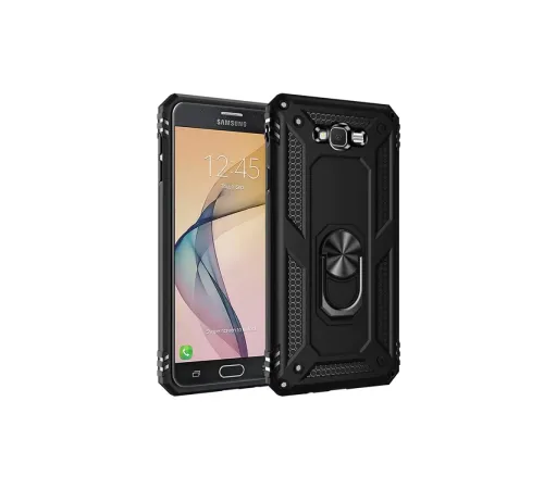 Samsung Galaxy J7 Kılıf Sofya Yüzüklü Silikon Kapak - Siyah