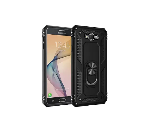 Samsung Galaxy J7 Kılıf Sofya Yüzüklü Silikon Kapak - Siyah