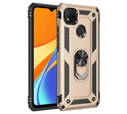 Xiaomi Redmi 9C Kılıf Sofya Yüzüklü Silikon Kapak - Gold
