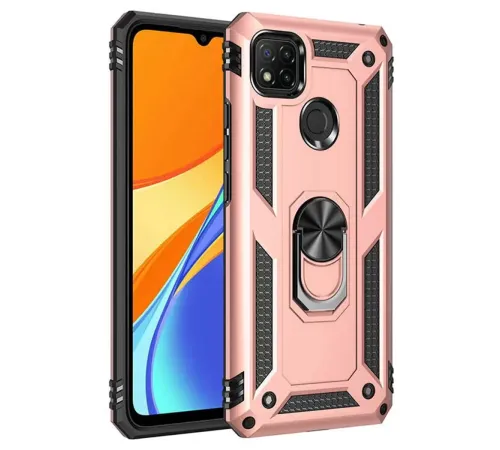 Xiaomi Redmi 9C Kılıf Sofya Yüzüklü Silikon Kapak - Rose