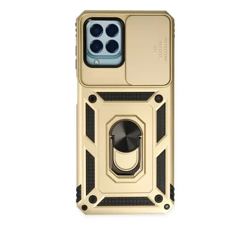 Samsung Galaxy M33 Kılıf Pars Lens Yüzüklü Silikon - Gold