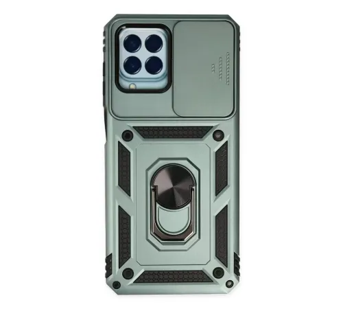 Samsung Galaxy M33 Kılıf Pars Lens Yüzüklü Silikon - Yeşil