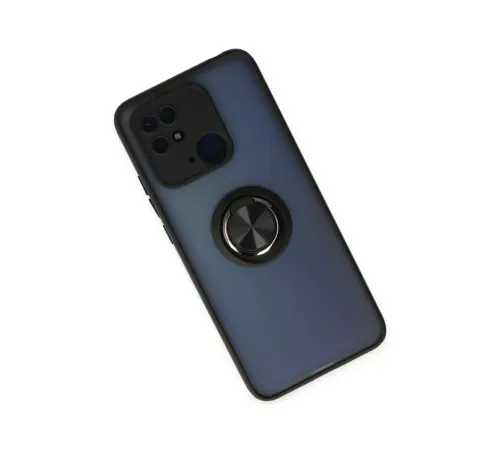 Xiaomi Redmi 10C Kılıf Montreal Yüzüklü Silikon Kapak - Siyah