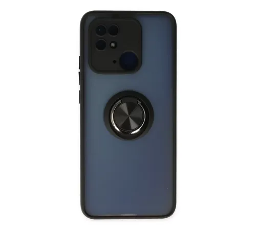 Xiaomi Redmi 10C Kılıf Montreal Yüzüklü Silikon Kapak - Siyah
