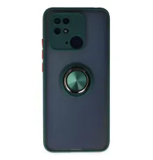 Xiaomi Redmi 10C Kılıf Montreal Yüzüklü Silikon Kapak - Yeşil