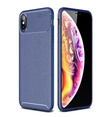 Apple iPhone XS Max Kılıf Auto Focus Karbon Kapak - Lacivert