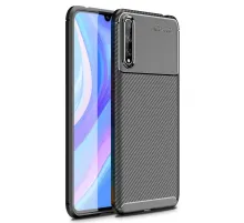 Huawei P Smart S Kılıf Auto Focus Karbon Kapak - Siyah