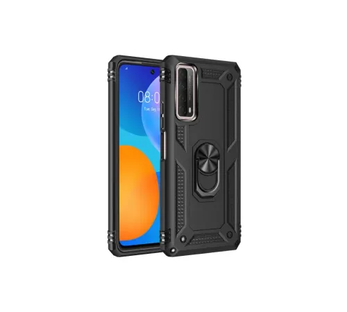 Huawei P Smart 2021 Kılıf Sofya Yüzüklü Silikon Kapak - Siyah