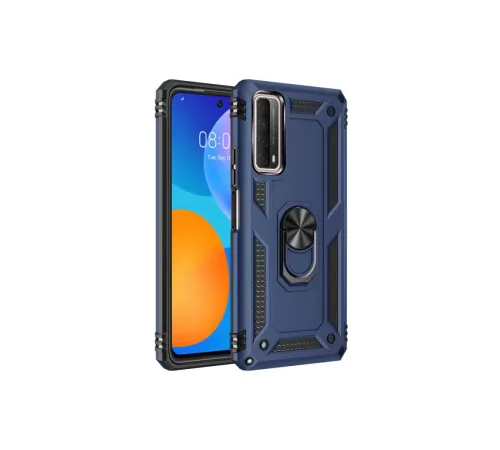 Huawei P Smart 2021 Kılıf Sofya Yüzüklü Silikon Kapak - Lacivert