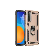 Huawei P Smart 2021 Kılıf Sofya Yüzüklü Silikon Kapak - Gold