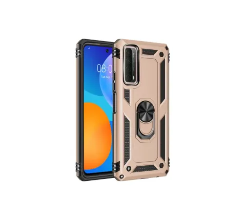 Huawei P Smart 2021 Kılıf Sofya Yüzüklü Silikon Kapak - Gold
