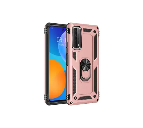 Huawei P Smart 2021 Kılıf Sofya Yüzüklü Silikon Kapak - Rose