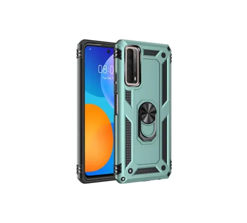 Huawei P Smart 2021 Kılıf Sofya Yüzüklü Silikon Kapak - Yeşil