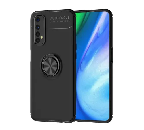 Realme 7 Kılıf Range Yüzüklü Silikon - Siyah