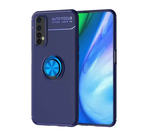 Realme 7 Kılıf Range Yüzüklü Silikon - Mavi