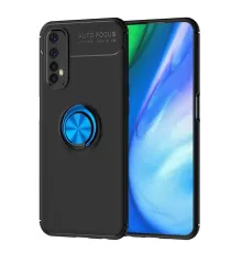 Realme 7 Kılıf Range Yüzüklü Silikon - Siyah-Mavi