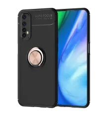 Realme 7 Kılıf Range Yüzüklü Silikon - Siyah-Gold