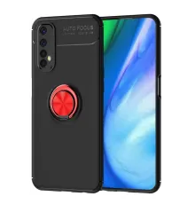 Realme 7 Kılıf Range Yüzüklü Silikon - Siyah-Kırmızı