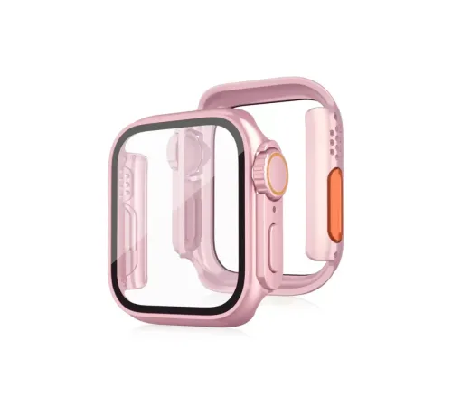 Apple Watch 41mm Watch 49mm Kasa Dönüştürücü ve Ekran Koruyucu - Rose Gold