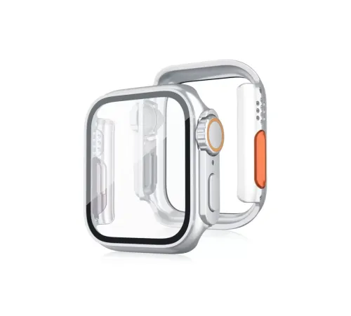Apple Watch 44mm Watch 49mm Kasa Dönüştürücü ve Ekran Koruyucu - Gümüş