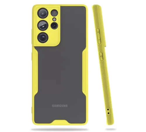 Samsung Galaxy S21 Ultra Kılıf Platin Silikon - Sarı