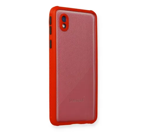 Samsung Galaxy A01 Core Kılıf Miami Şeffaf Silikon - Kırmızı