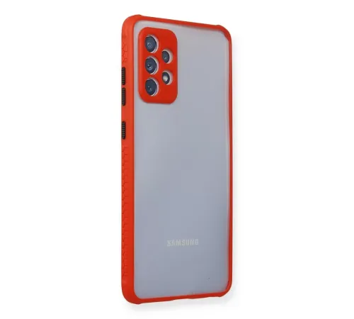 Samsung Galaxy A72 Kılıf Miami Şeffaf Silikon - Kırmızı