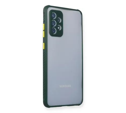 Samsung Galaxy A72 Kılıf Miami Şeffaf Silikon - Koyu Yeşil