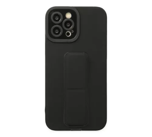 Apple iPhone 12 Pro Max Kılıf Mega Standlı Silikon - Siyah