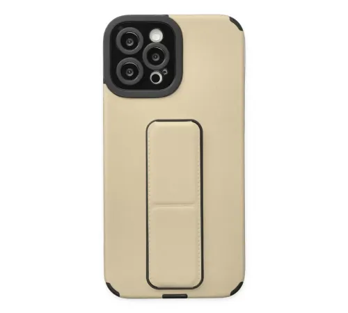 Apple iPhone 12 Pro Max Kılıf Mega Standlı Silikon - Gold