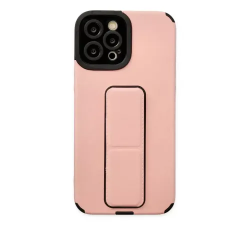 Apple iPhone 12 Pro Max Kılıf Mega Standlı Silikon - Pudra
