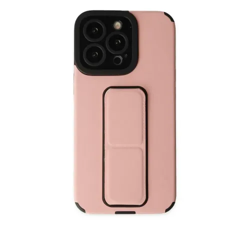 Apple iPhone 13 Pro Kılıf Mega Standlı Silikon - Pudra