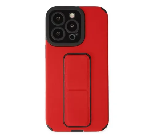 Apple iPhone 13 Pro Kılıf Mega Standlı Silikon - Kırmızı