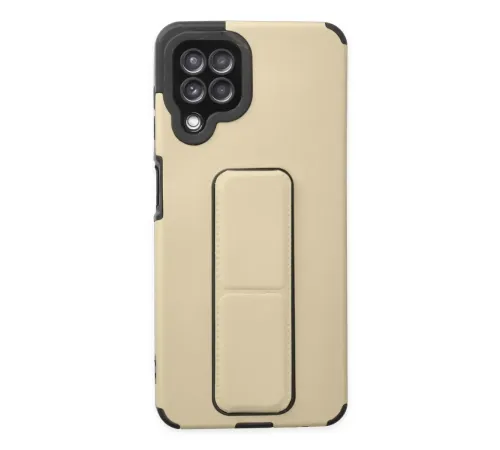 Samsung Galaxy A22 Kılıf Mega Standlı Silikon - Gold