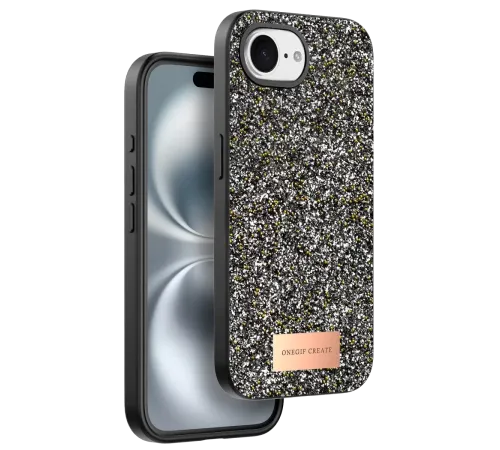 Apple iPhone 16E Bright Simli Kapak - Gümüş
