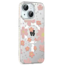 Apple iPhone 14 Floral Magsafe Kapak - Pembe