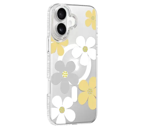 Apple iPhone 16 Floral Magsafe Kapak - Sarı