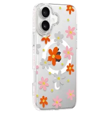Apple iPhone 16 Floral Magsafe Kapak - Turuncu