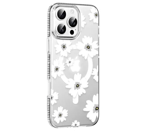 Apple iPhone 16 Pro Max Floral Magsafe Kapak - Beyaz