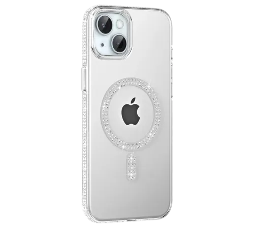 Apple iPhone 14 Move Taşlı Magsafe Kapak - Natural Grey